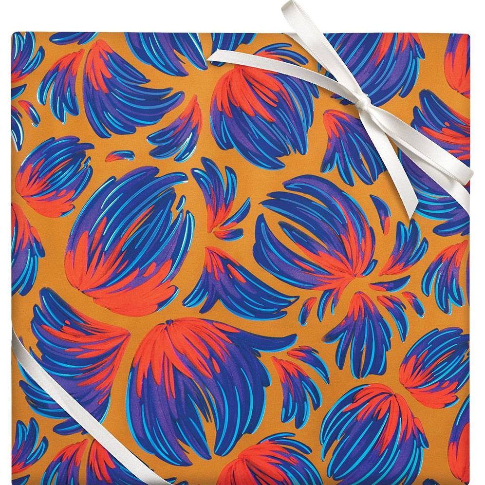 Floral Feather Stone Wrapping Paper
