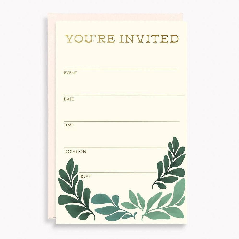 Gilded Greenery Fill-In Invitations