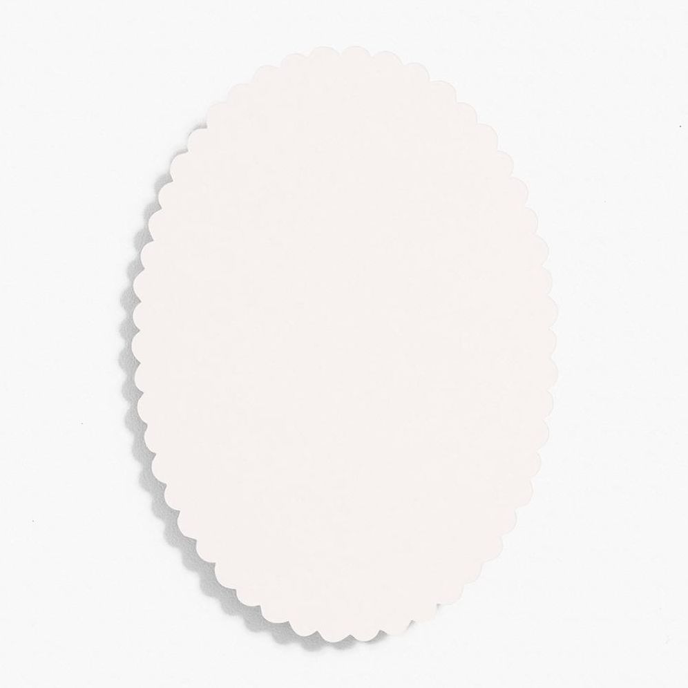 Scallop 4 Bar Superfine White Oval Cards