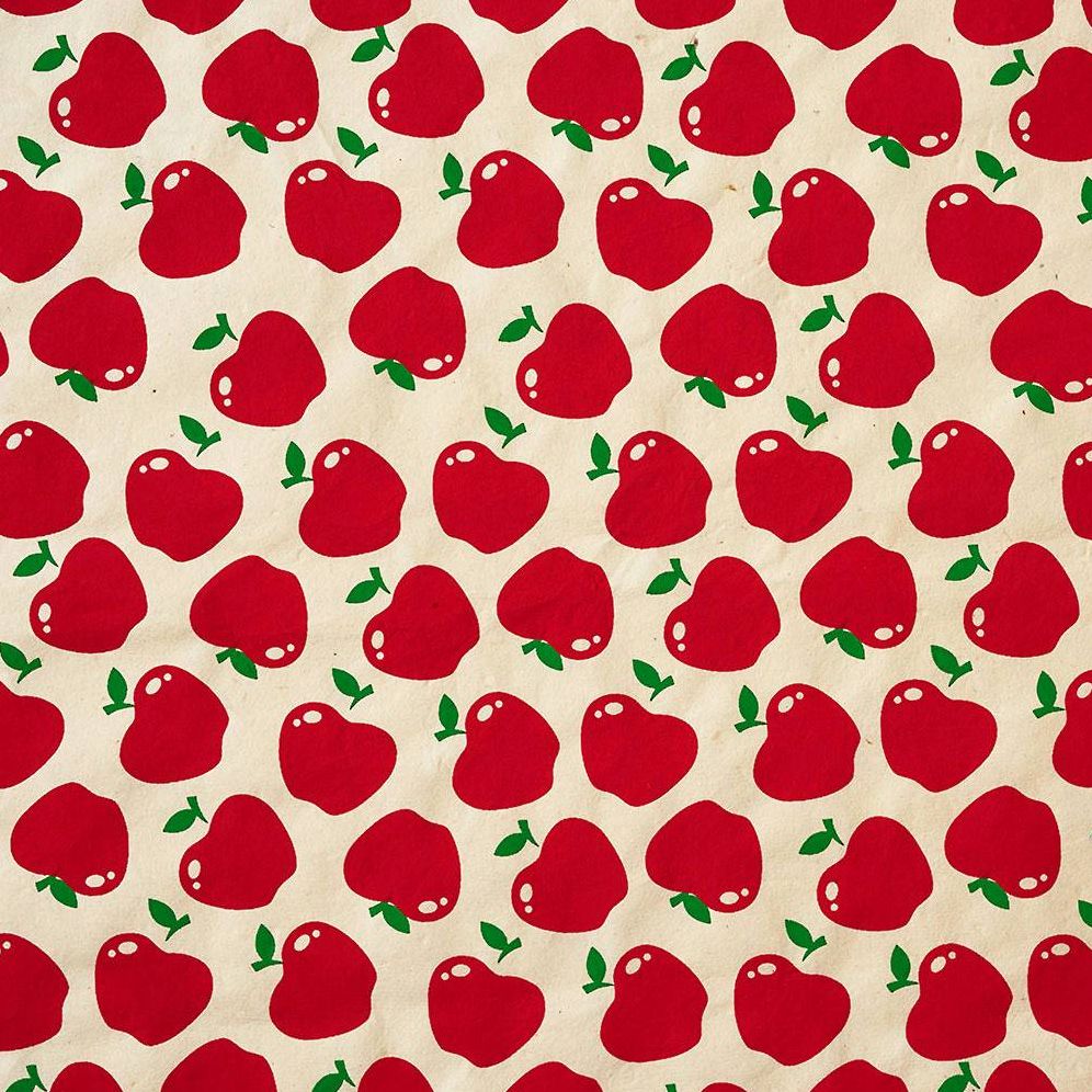 Red Apples on Cream Handmade Paper