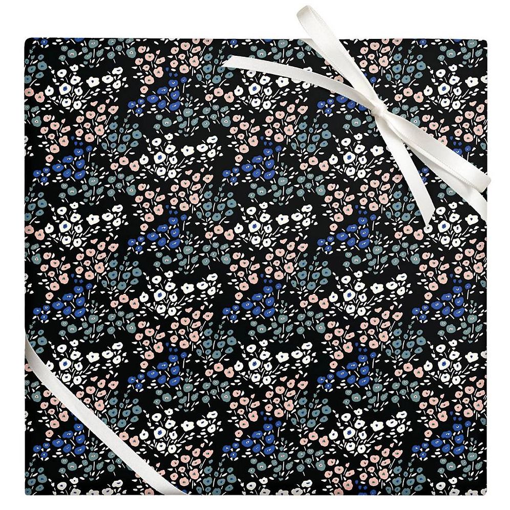 Ditsy Floral On Black Wrapping Paper
