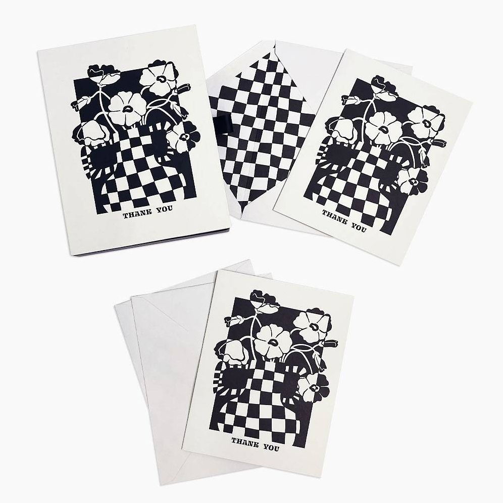 Checker Vase Floral Thank You Card Set
