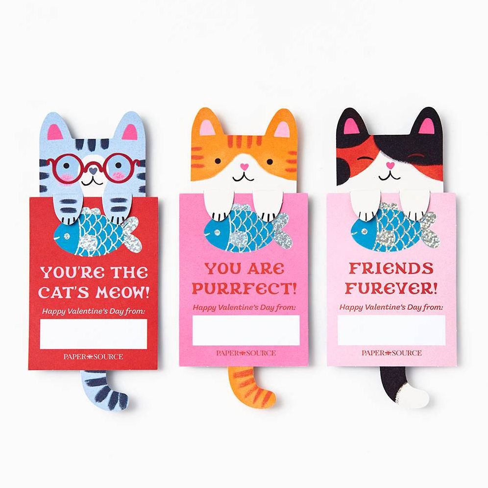 Cat Bookmarks Valentine Card Kit