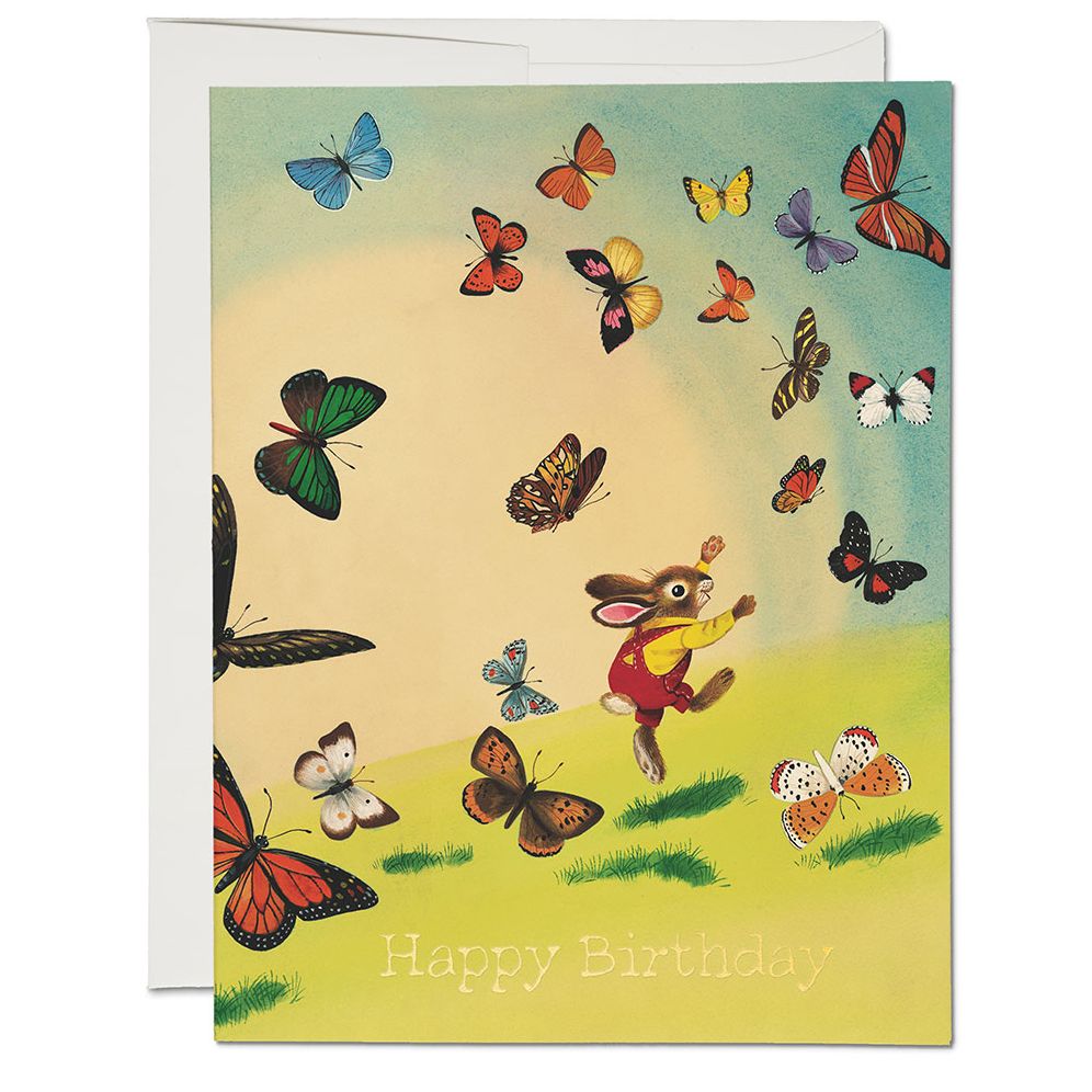 Bunny and Butterflies Birthday Card
