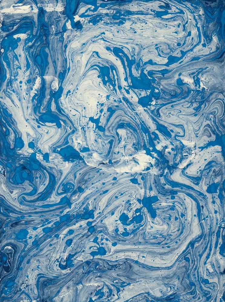 Blue on Natural Marble Handmade Paper