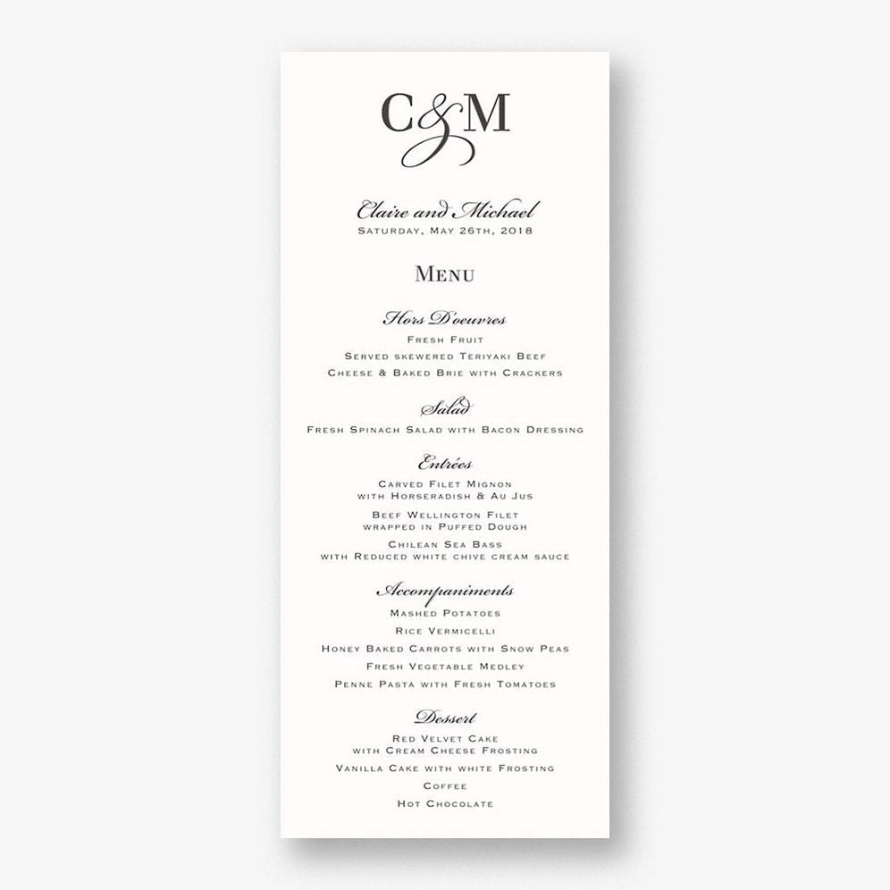 Chandelier Menu