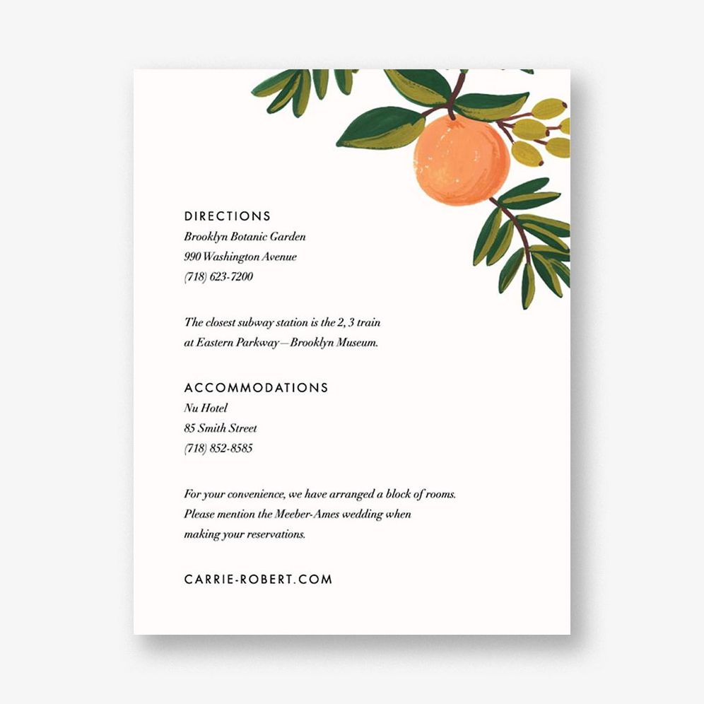 Citrus Orchard Information Card