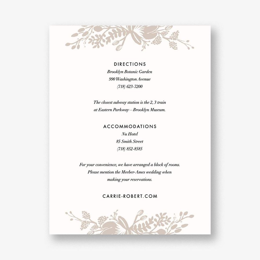 Floral Silhouette Information Card