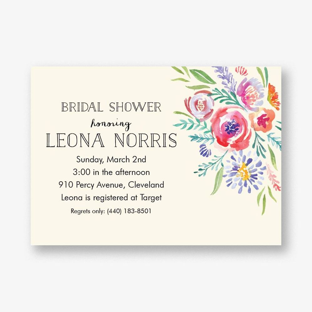 Watercolor Flowers Bridal Shower Invitation