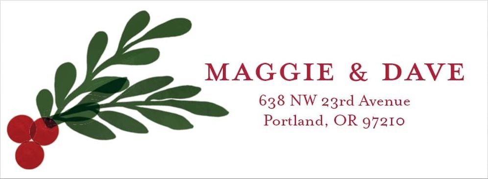 Holly Berry Holiday Return Address Label