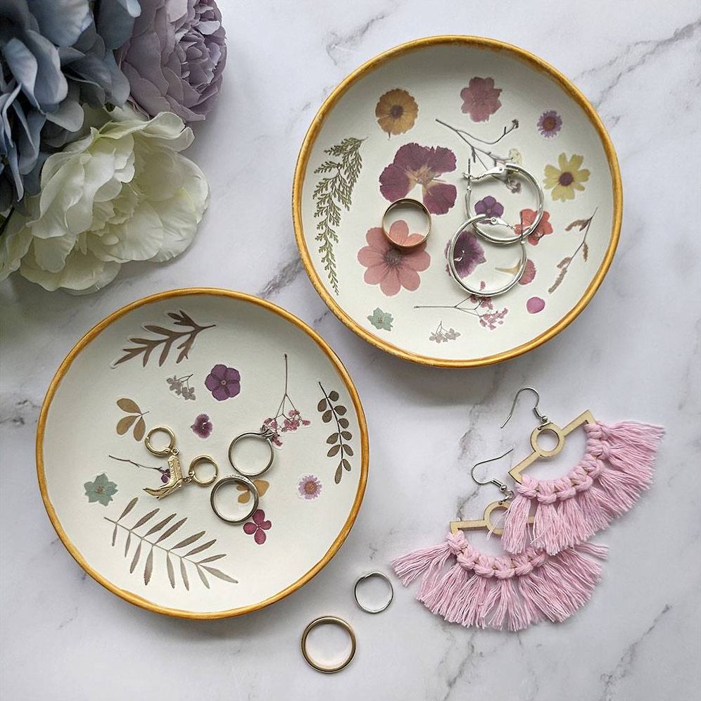 Floral Ceramic Trinket Dish Making Kit