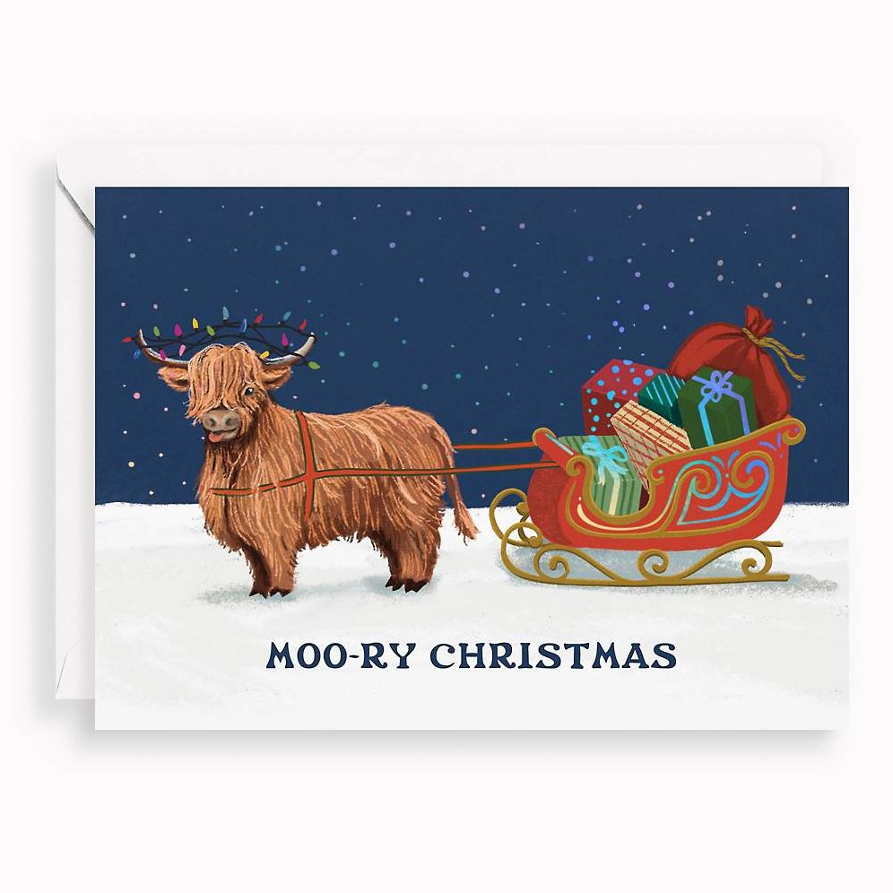 Moo-ry Christmas Holiday Card Set