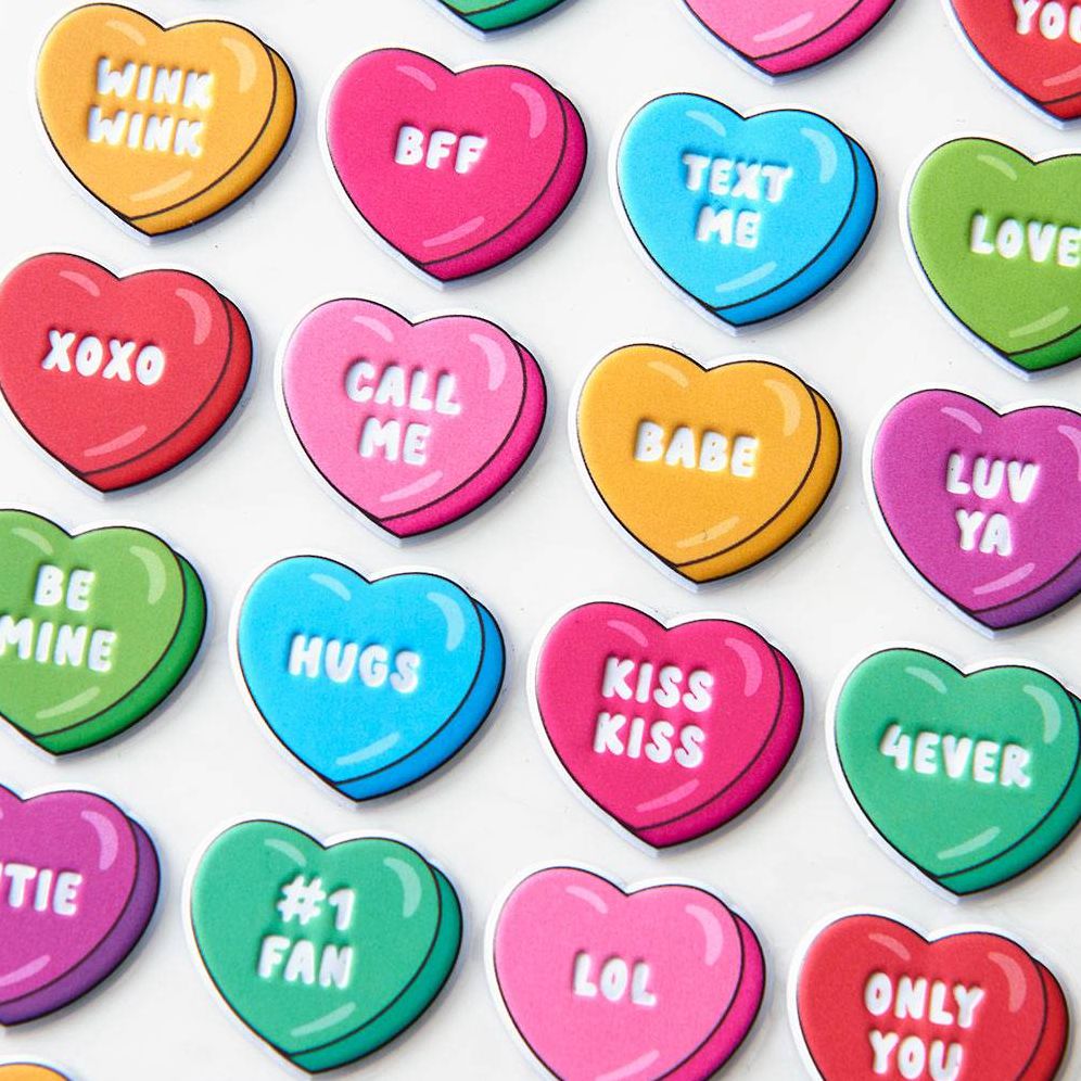 Candy Heart Puffy Stickers