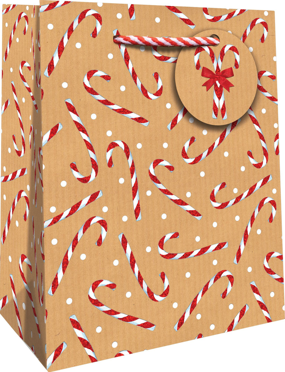 Candy Cane Glitter Medium Gift Bag