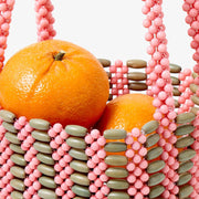 Handmade Acrylic Beaded Two-Tone Handbag with Stripes