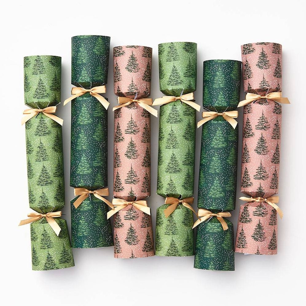 Elegant Greenery Tree Crackers S/6