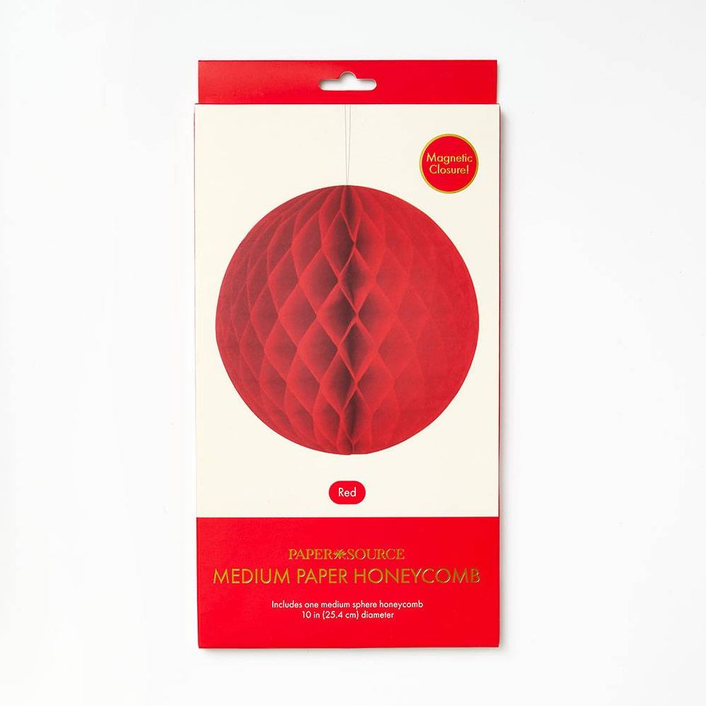 Red Med Sphere Paper Honeycomb Ball 10 inches