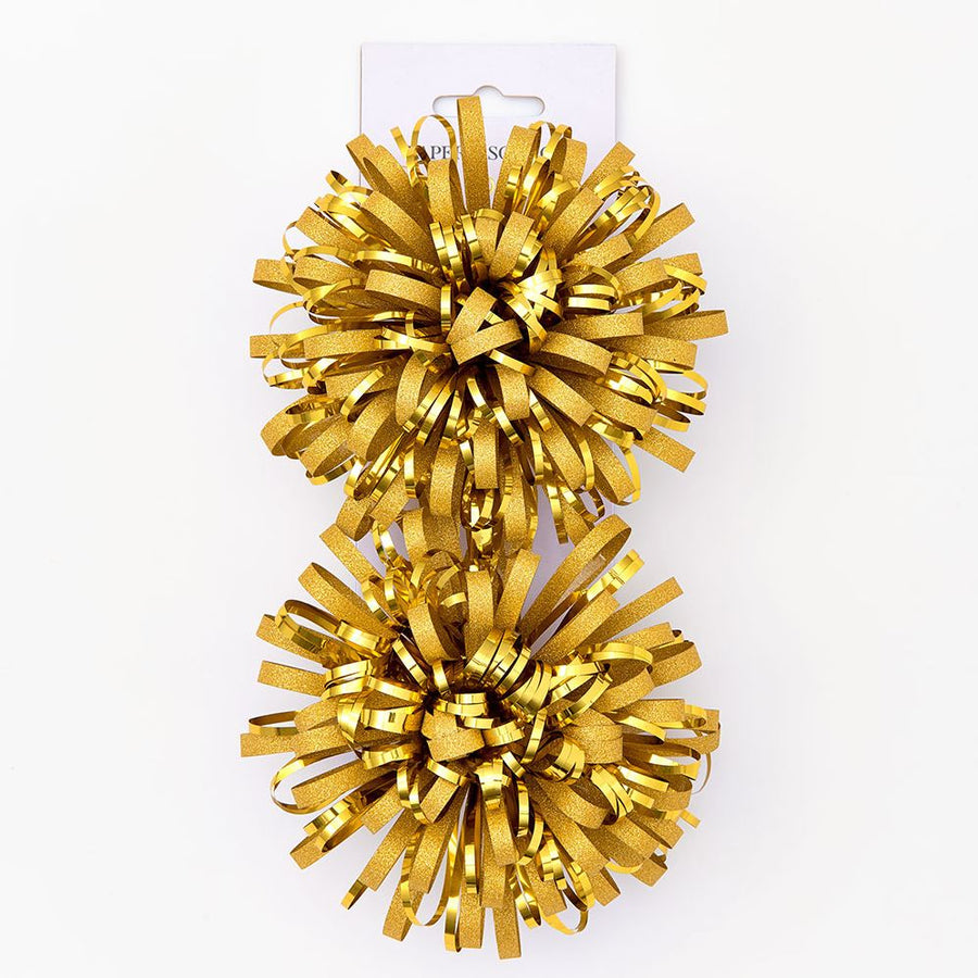 4.5" Gold Pom Pom Bow S/2
