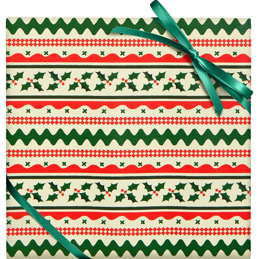 Holly Ricrac Textured Wrapping Paper