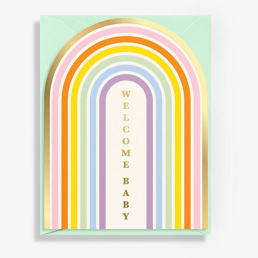 Rainbow Welcome Baby Diecut Card
