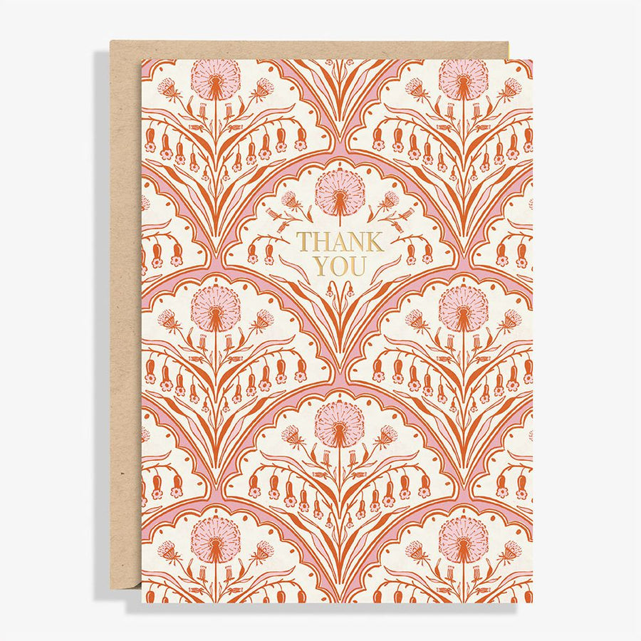 Scalloped Floral Thank You Card
