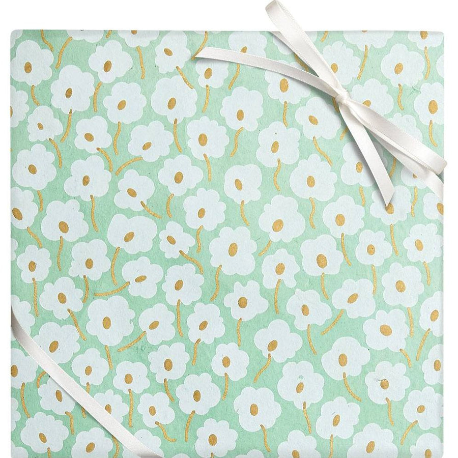Daisies on Mint Handmade Paper