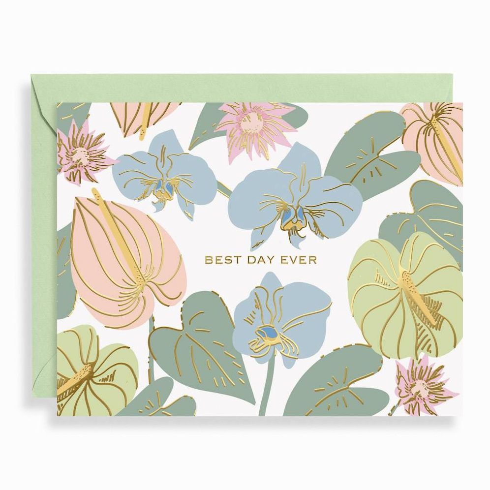 Best Day Ever Pastel Floral Wedding Card