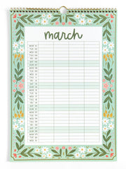 2027 Family Planning Floral Sprial Wall Calendar