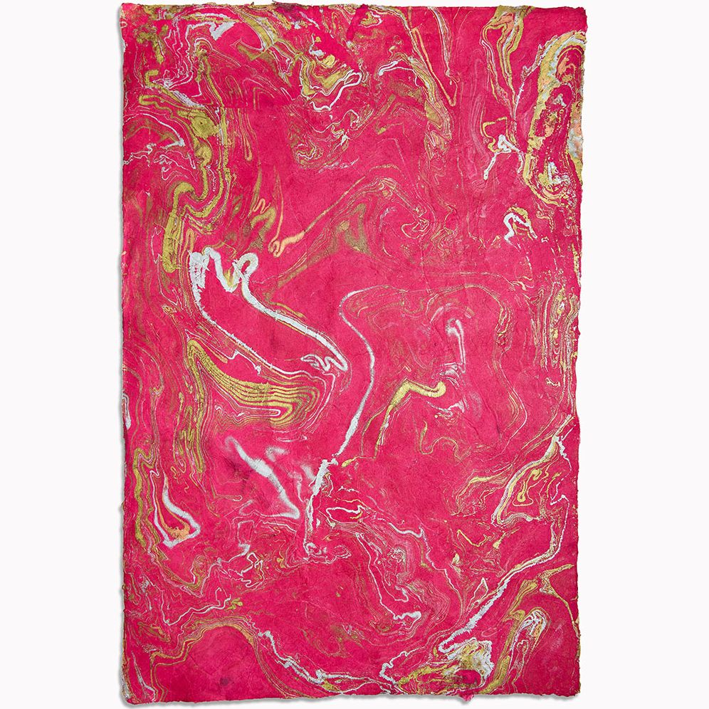 Metallic on Mangenta Marble Handmade Paper