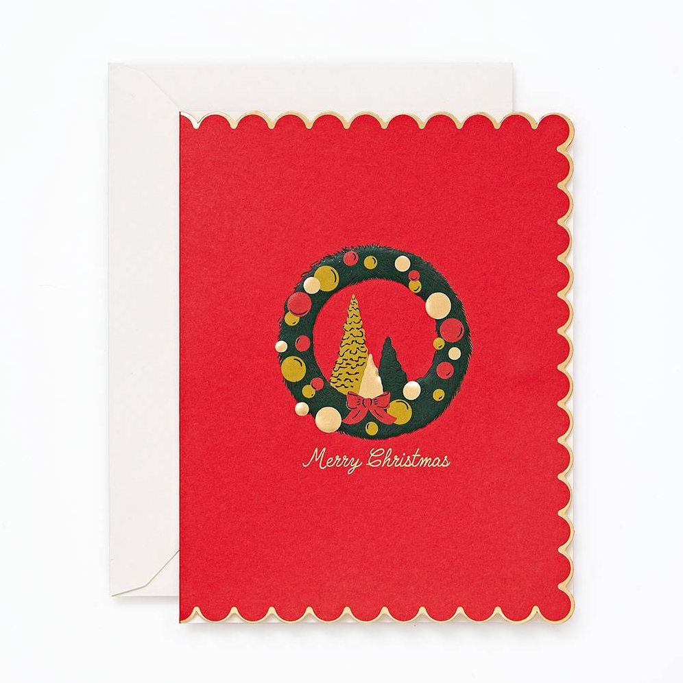 Scalloped Wreath Holiday Greeting Card