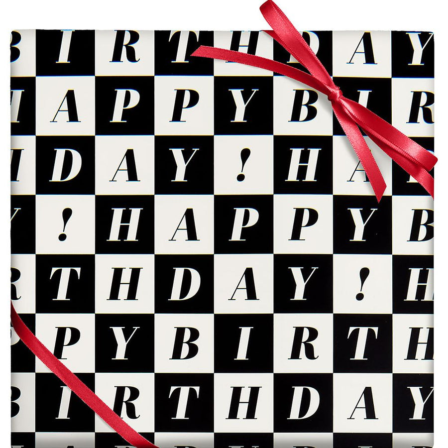 Checker Birthday Continuous Roll Wrap