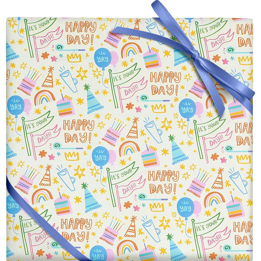 Happy Birthday Doodles Roll Wrap