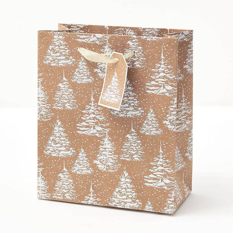 White Glitter Trees Medium Gift Bag