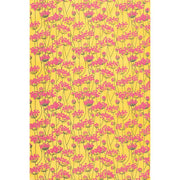 Bright Pink Floral on Yellow Handmade Paper