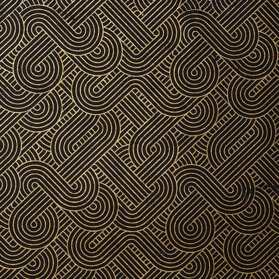 Geometric Gold on Black Handmade Paper