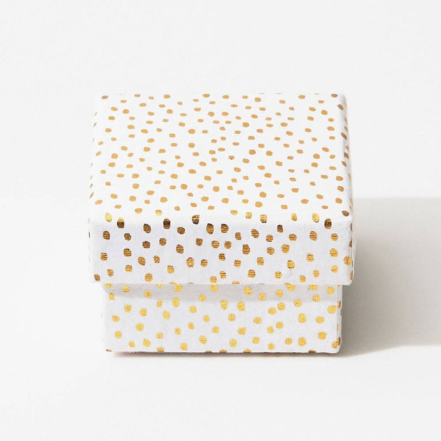 Gold Flurry Dots On White Mini Gift Box