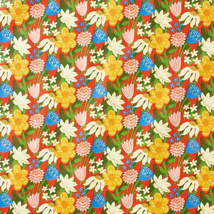 Retro Flower Market Stone Wrapping Paper