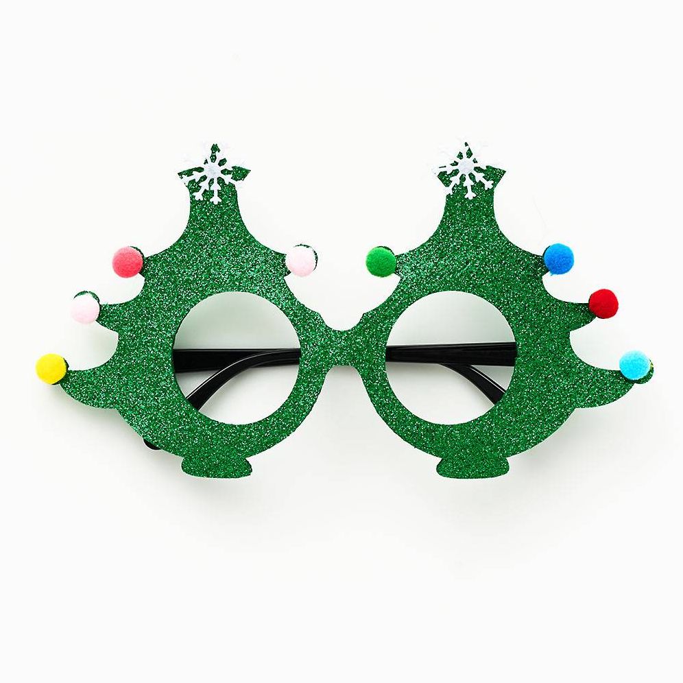 Green Glitter Tree Glasses