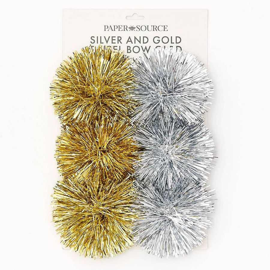 Silver & Gold Tinsel Bows