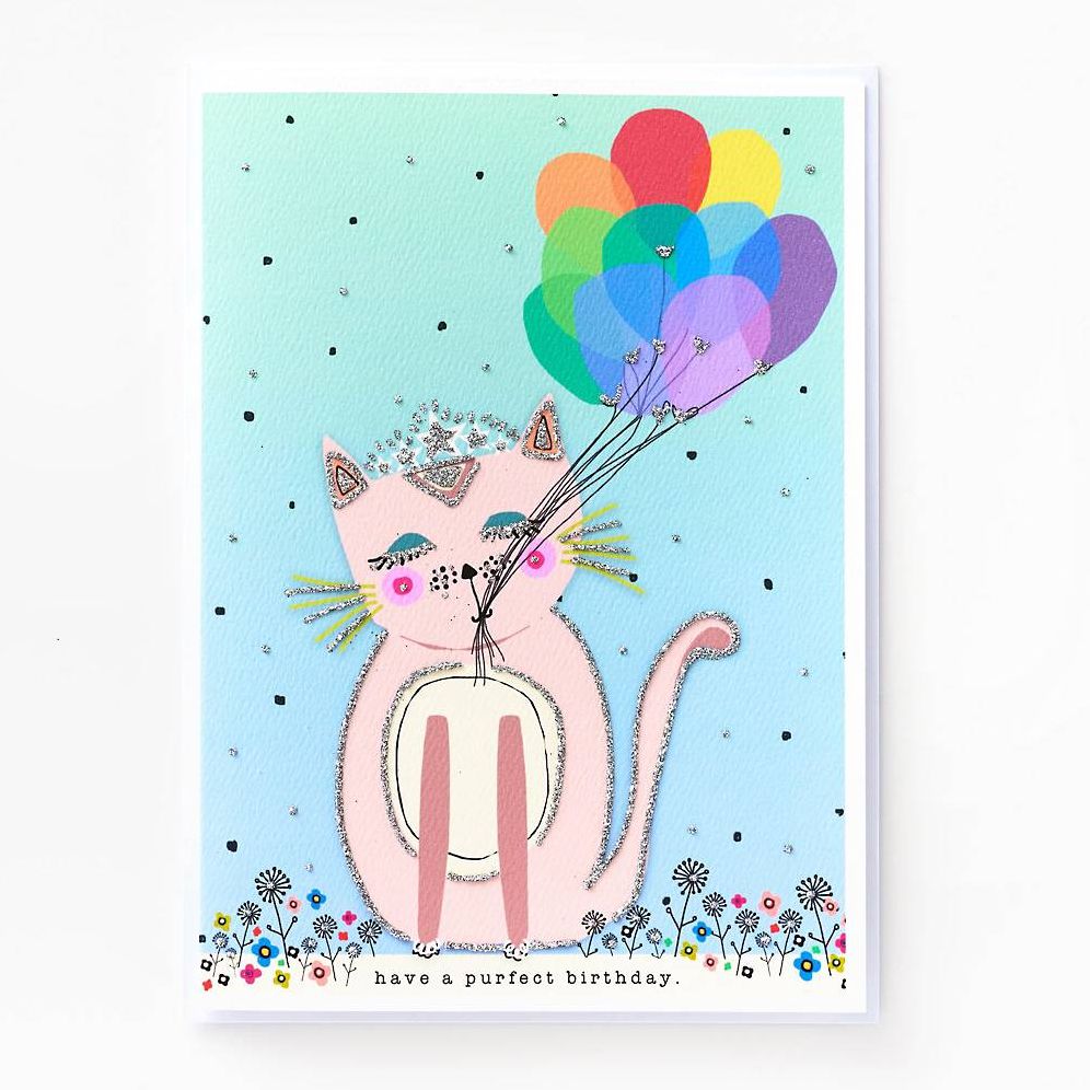 Specialty Glitter Purrfect Birthday Card