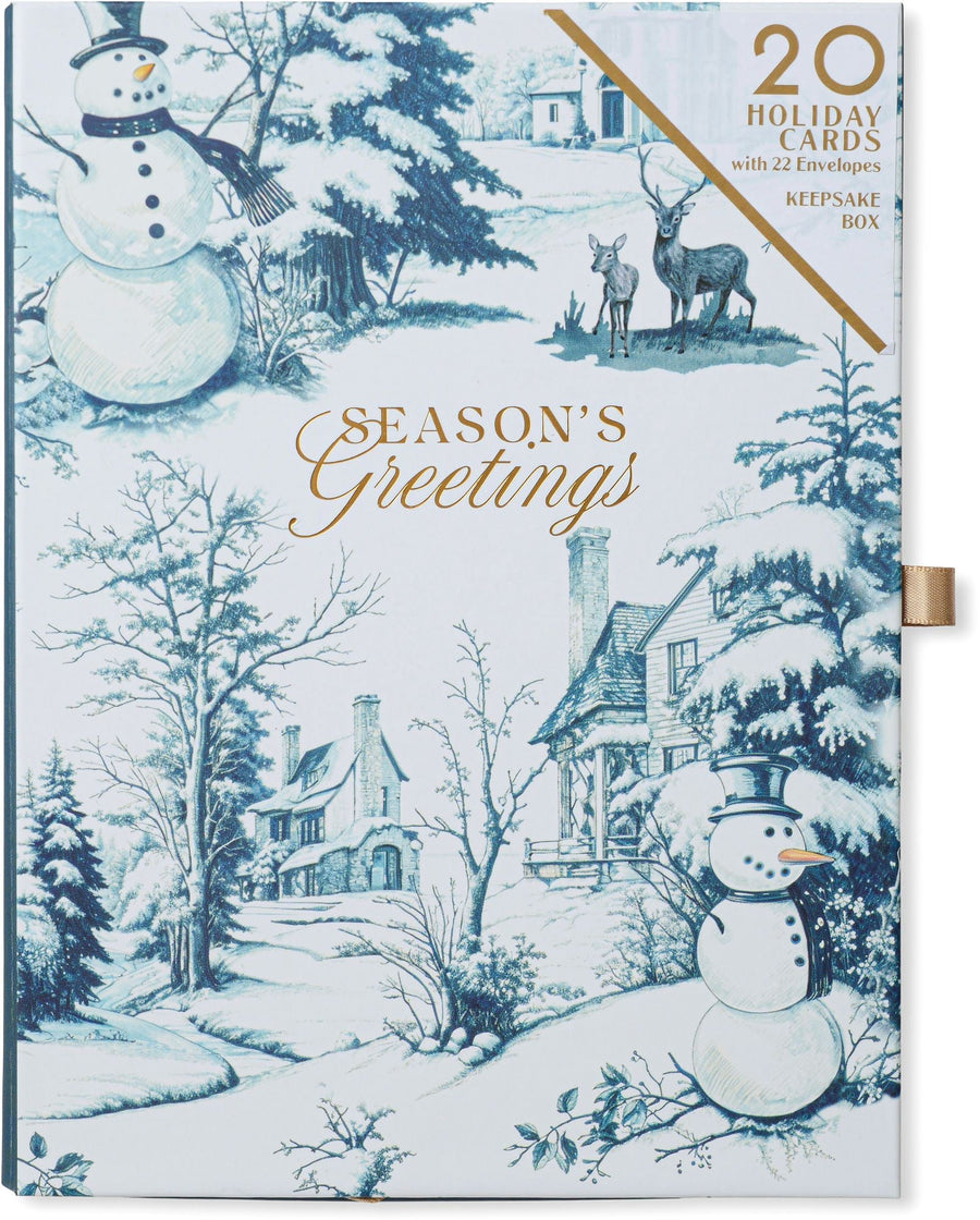 Season's Greetings Toile Boxed Christmas Cards Set of 20