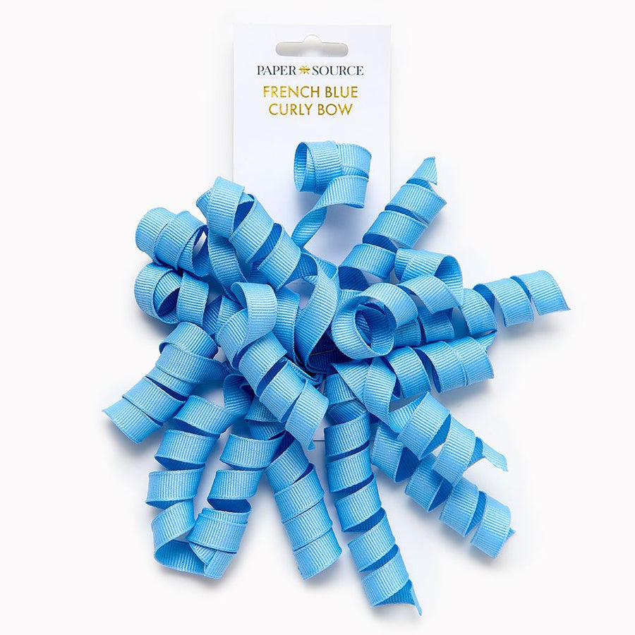 French Blue Curly Grosgrain Bow S/1