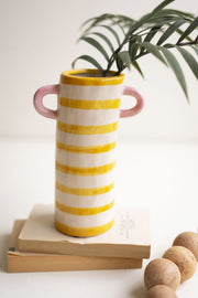 Yellow Stripe Ceramic Vase