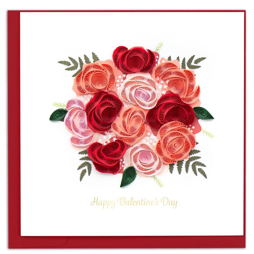 Quilling Bouquet Valentine's Day Greeting Card