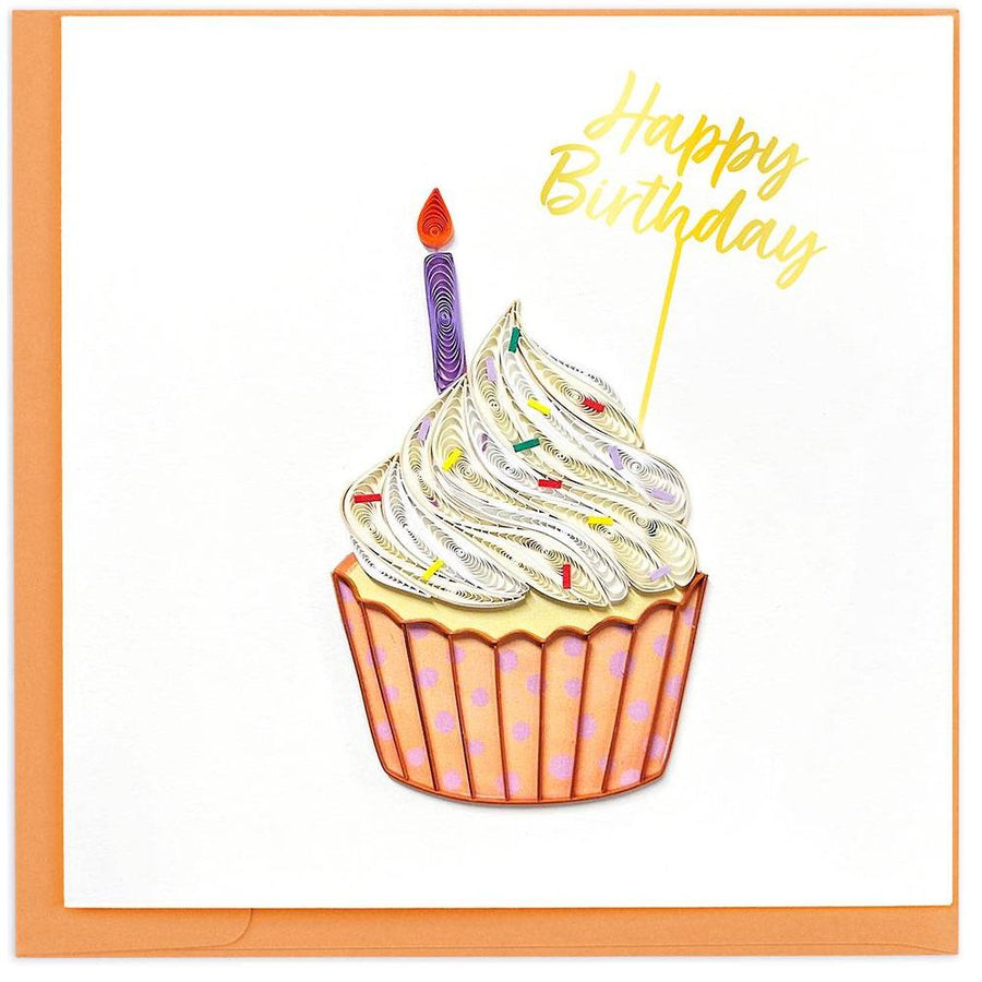 Quilled Birthday Polka Dot Cupcake Greeting Card