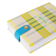 Neon Plaid Faux Leather Notepad w Snap Closure - Exclusive