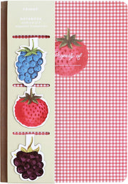 Picnic Berries Book Cloth Journal With Magnetic Bookmarks