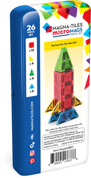 MAGNA-TILES microMAGS Travel Set, 26-Piece Magnetic Construction Set, The ORIGINAL Magnetic Building Brand