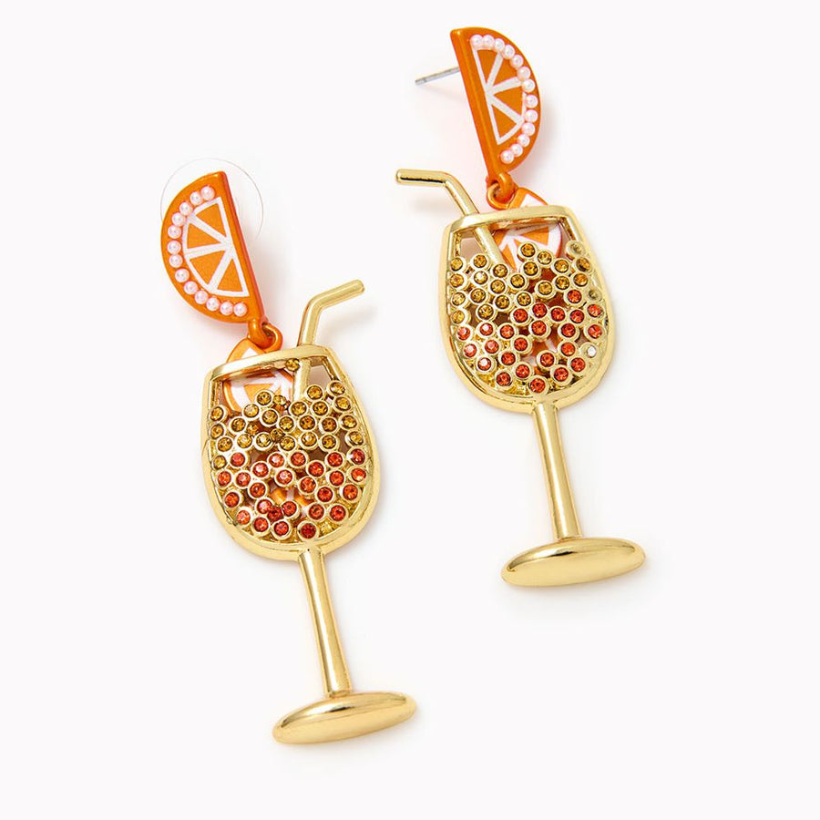 Aperol Spritz Drink Earrings