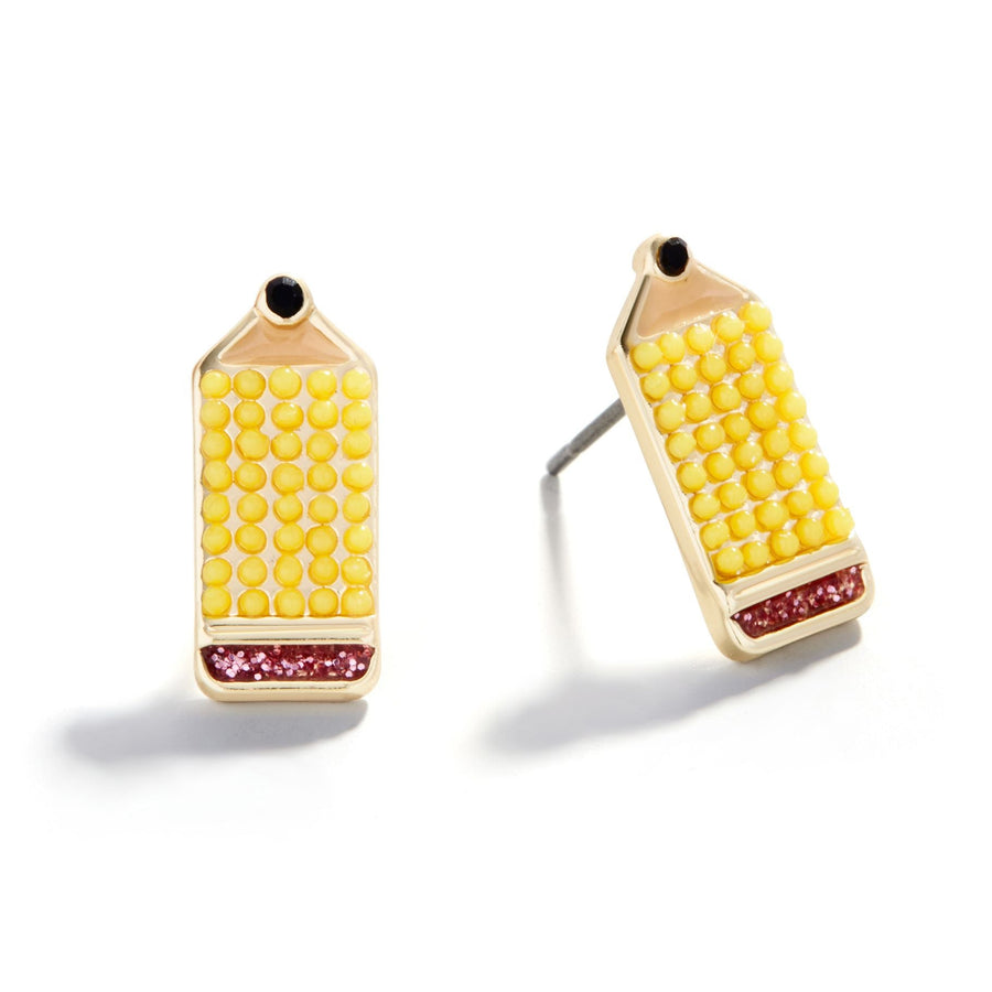 Yellow Pencil Stud Earrings